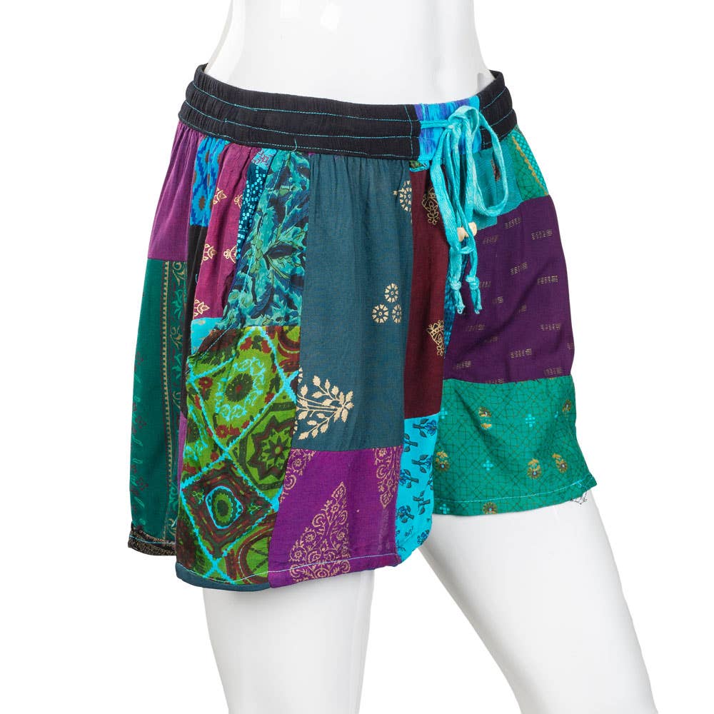 PATCHWORK COTTON SHORTS